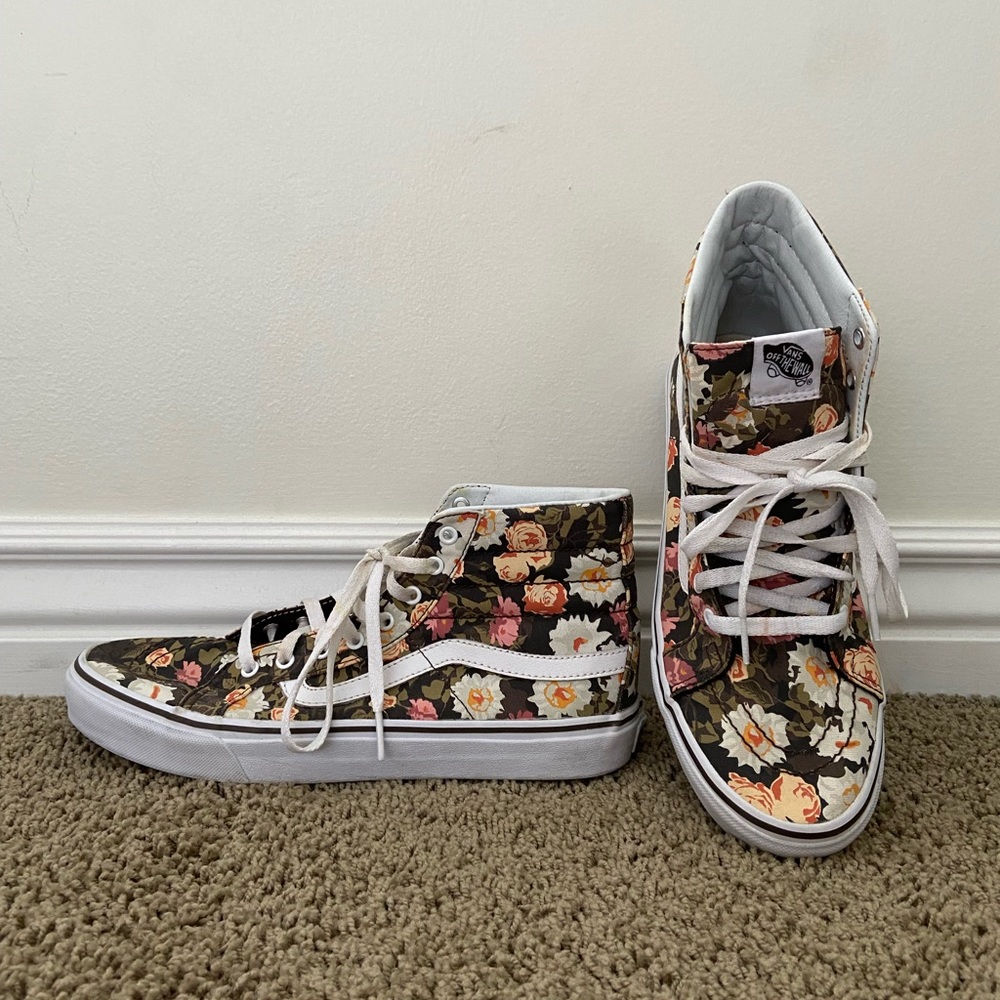 Vans Floral High Tops; Women’s Size 10